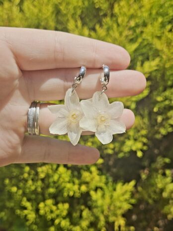 Real Daffodil Resin Earrings