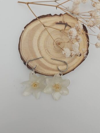Real Daffodil Resin Earrings