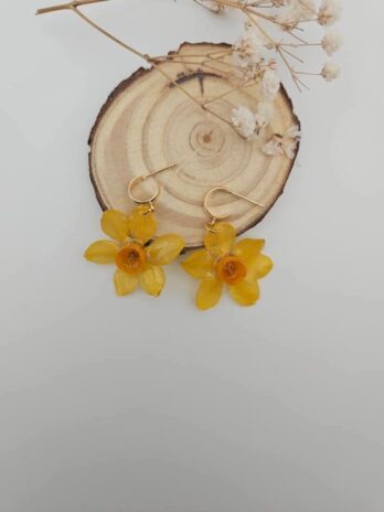 Handmade Yellow Daffodil Resin Earrings