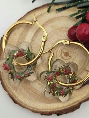 Resin Christmas Wreath Earrings