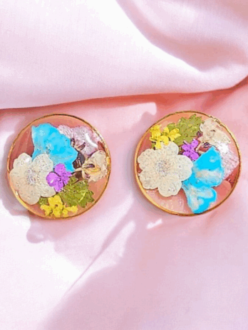Botanical Resin Floral Stud Earrings