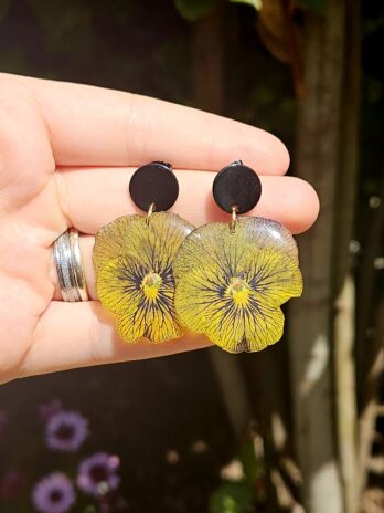 Tiger-Eye Pansies Earrings