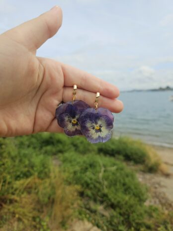 Purple Resin Viola Earrings