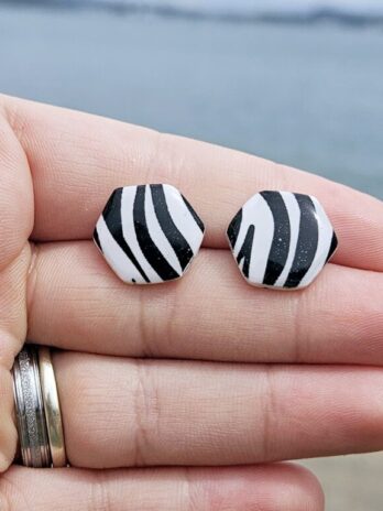 Zebra Print Polymer Clay Studs