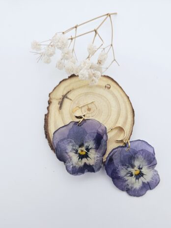 Purple Resin Viola Earrings