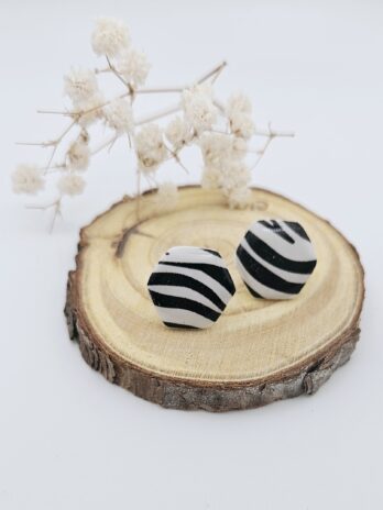 Zebra Print Polymer Clay Studs