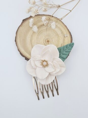 Blush Pink Rose Polymer Clay Hair Comb