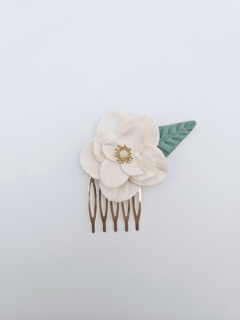 Blush Pink Rose Polymer Clay Hair Comb