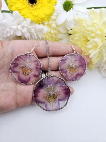 Pink Orchid Earring and Necklace Set