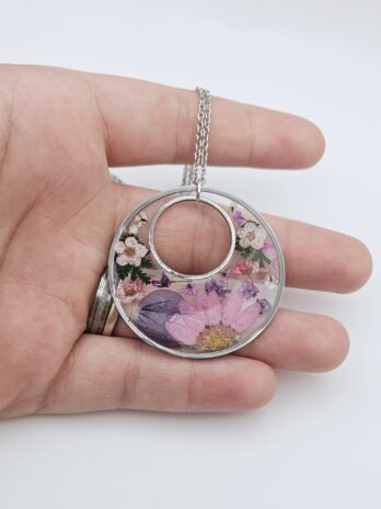 Pink Botanical Resin Necklace