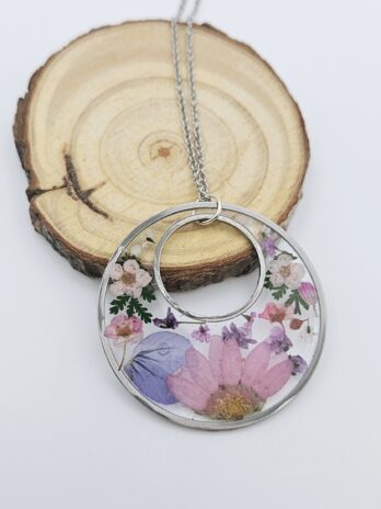 Pink Botanical Resin Necklace
