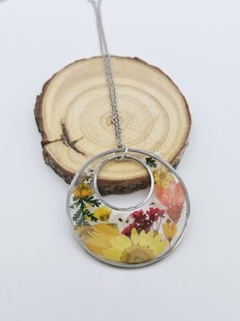 Yellow Botanical Resin Necklace