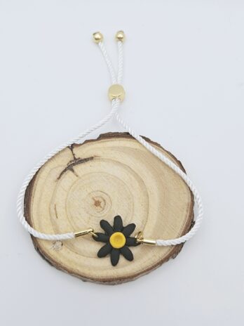 Black Daisy Polymer Clay Bracelet