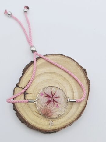 Pressed Pink Flower Resin Bracelet