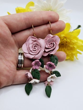Pink Rose Earrings