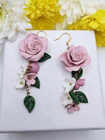 Pink Rose Earrings