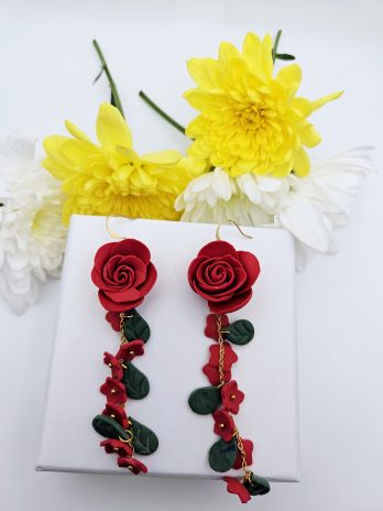Red Rose Earrings
