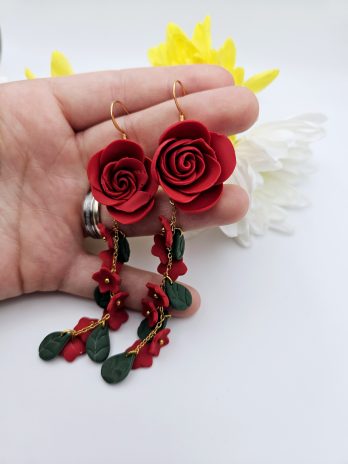 Red Rose Earrings