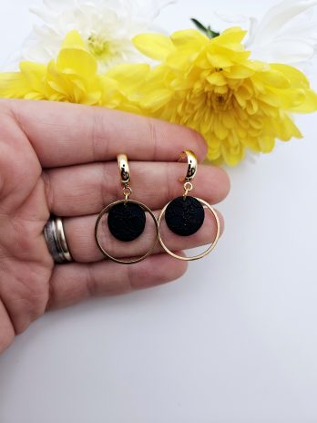 Black Jessie Hoop Earrings
