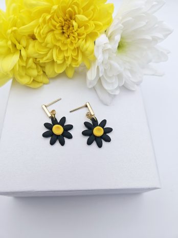 Black Daisy Earrings