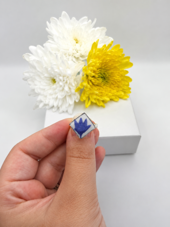 Cornflower Real Flower Stainless Steel Ring