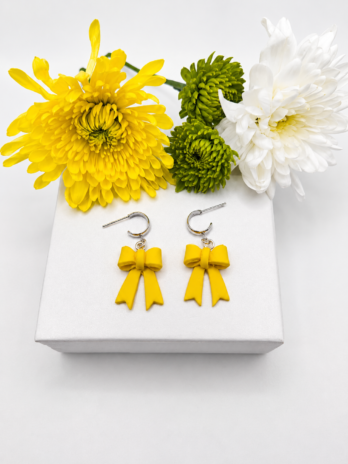 Yellow Polymer Clay Bow Earrings