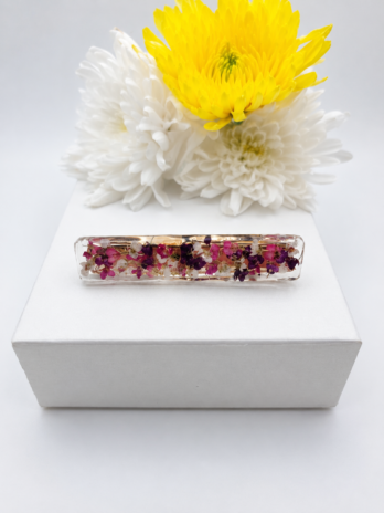 Pink & Purple Real Flower Hair Clip