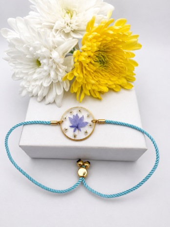 Blue Cornflower Real Flower Cord Bracelet