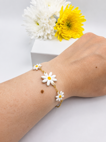 Daisy Chain Polymer Clay Bracelet