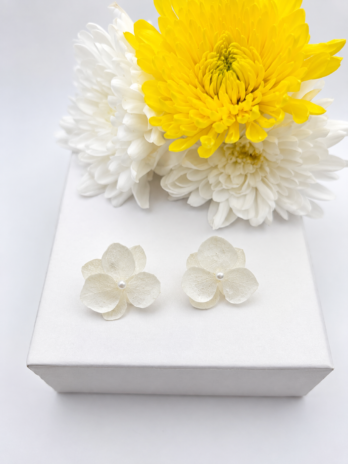 White Hydrangea Stud Earrings