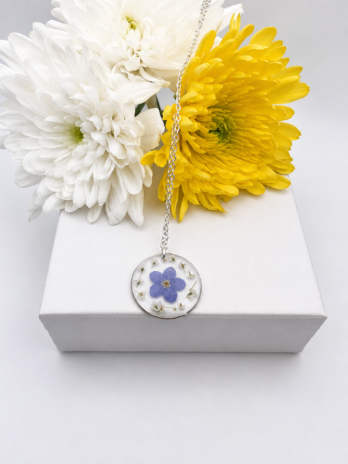 Forget-Me-Not & Queen Anne’s Lace Resin Necklace
