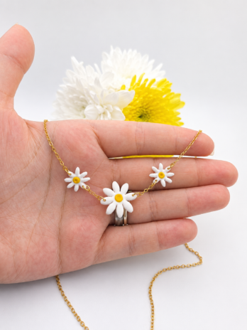 Daisy Chain Polymer Clay Necklace
