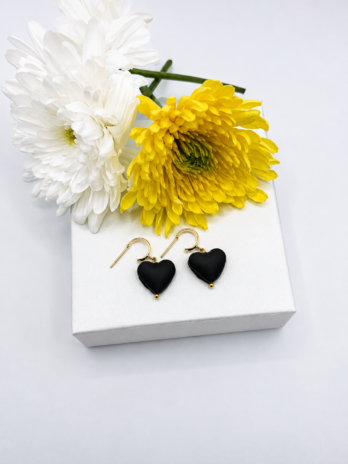 Black Heart Polymer Clay Earrings