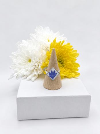 Cornflower Real Flower Stainless Steel Ring