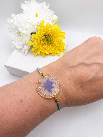 Blue Cornflower Real Flower Cord Bracelet