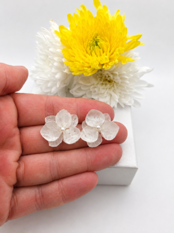 White Hydrangea Stud Earrings